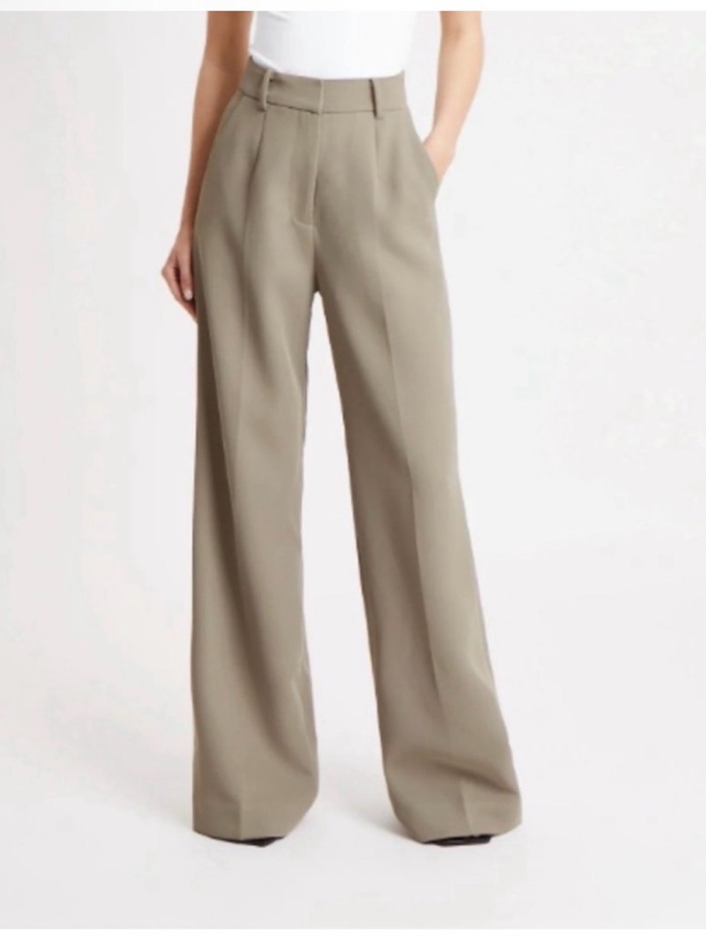 Boa. Because of Alice Straight Leg Wool Blend Trousers in Oak Tan NWT M